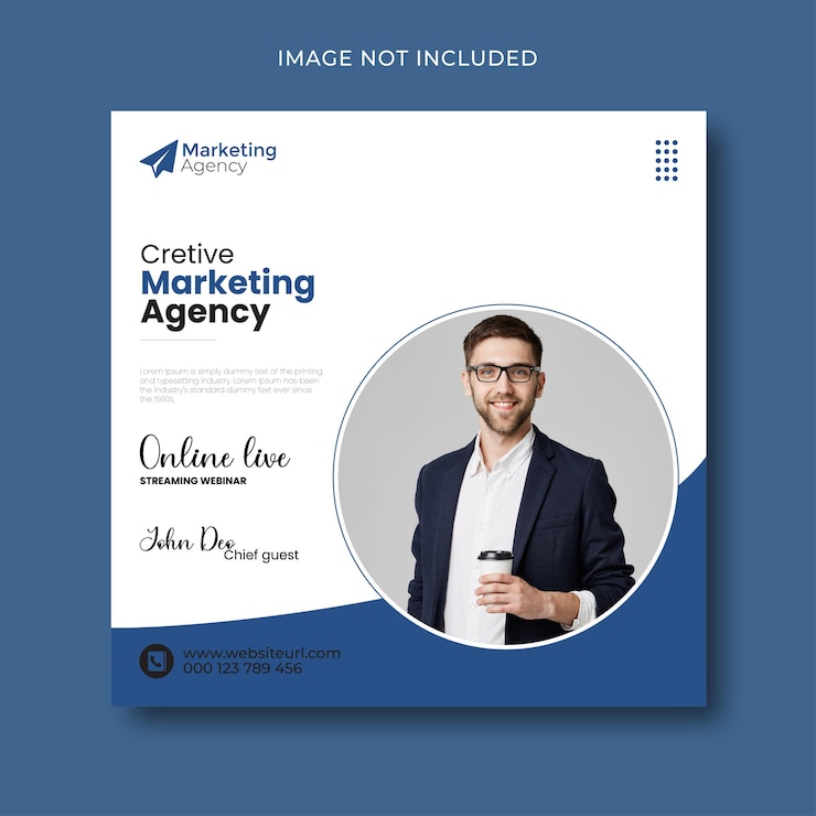 Webinar ao vivo para mídia social corporativa de marketing digital e modelo de postagem no instagram