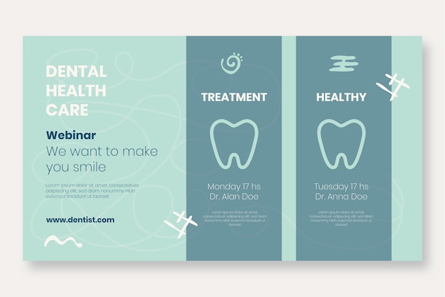 Vetor webinar de clínica odontológica desenhada à mão