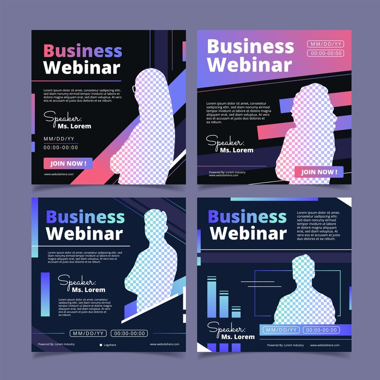 Vetor webinar de negócios em mídias sociais