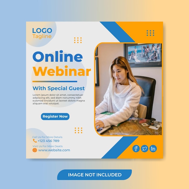 Webinar on-line design de postagem de mídia social