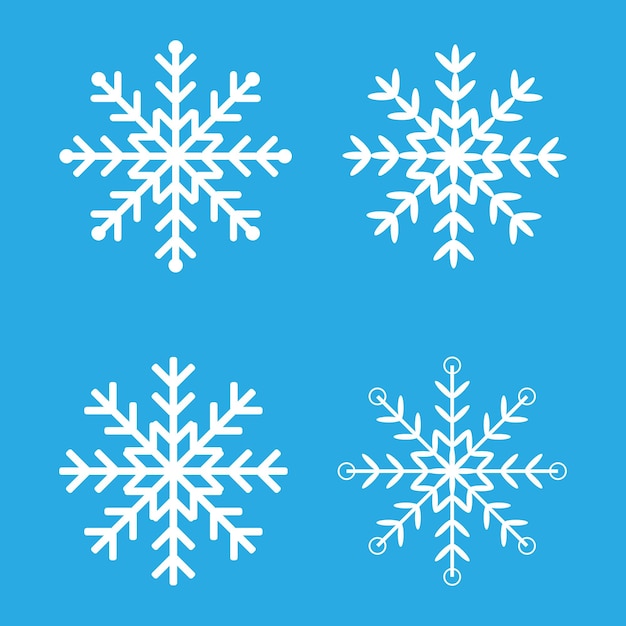White Snowflake Set Vector Ilustração Coleção de Ícones de Vector de Floco de Neve