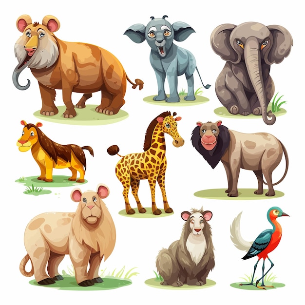 Vetor wild_animals_cartoon_collection_vector