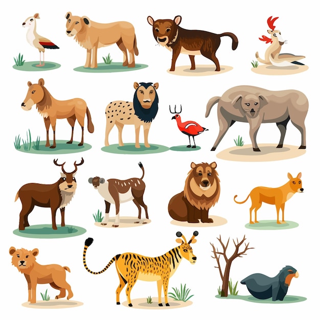 Vetor wild_animals_cartoon_collection_vector