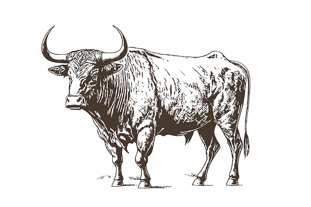 Wild búfalo buffaloblack cor no estilo de desenho ilustração vetorial