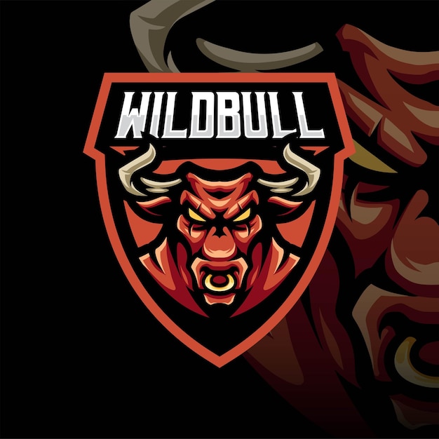 Wild bull animal personagem ilustração mascote logo premium