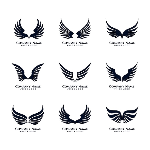 Wing logo template vector set