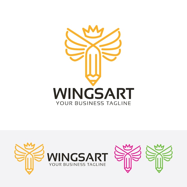 Wings art logo template