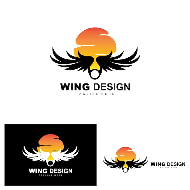 Wings logo phoenix logo asa de pássaro ilustração de modelo de vetor design de marca de asa