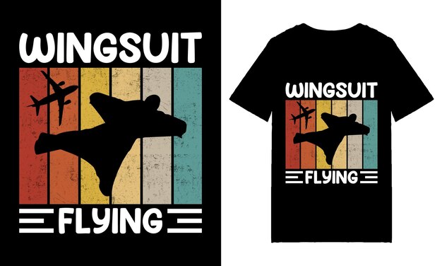 Vetor wingsuit flying tipografia t-shirt design