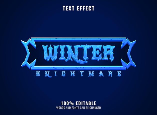 Winter kinightmare fantasy ice rpg games logo título efeito de texto