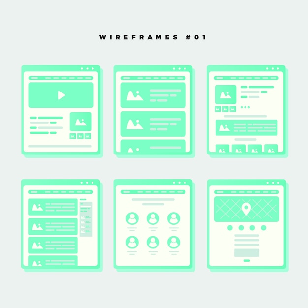 Wireframes mínimo plano