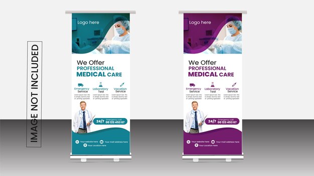 Vetor wo banners para uma empresa de assistência médica