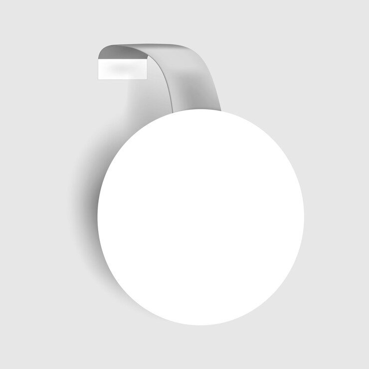 Vetor wobbler de prateleira redonda, maquete de vetor. balanço circular branco em branco, modelo