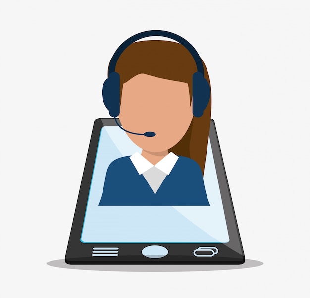 Woman headphone avatar call center