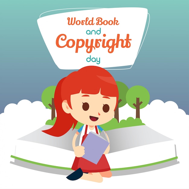 World book and copyright day illustration