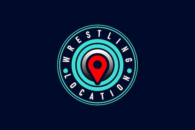 Vetor wrestling profissional e localização ou modelo de vetor de design de logotipo de chão de wrestling