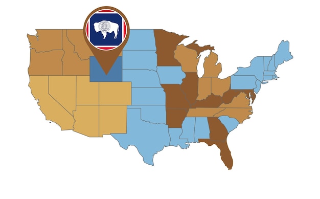 Vetor wyoming vector o estado dos eua no mapa wyoming