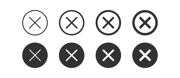 Vetor x ícone cancelar sinais fechar símbolo símbolos errados cruzar ícones preto cor vector sinal isolado