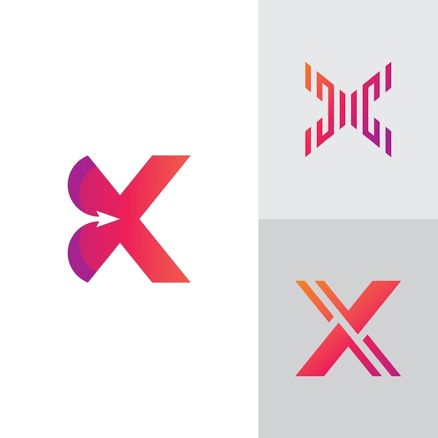 Vetor x logo design e modelo creative x ícone iniciais baseadas em letras em vetor