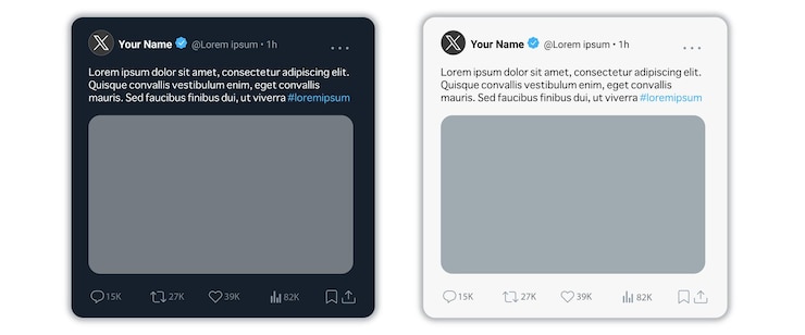 Vetor x mockup de postagem do twitter modelo de quadro de tweet para eventos de notícias com texto editável e avatar em branco