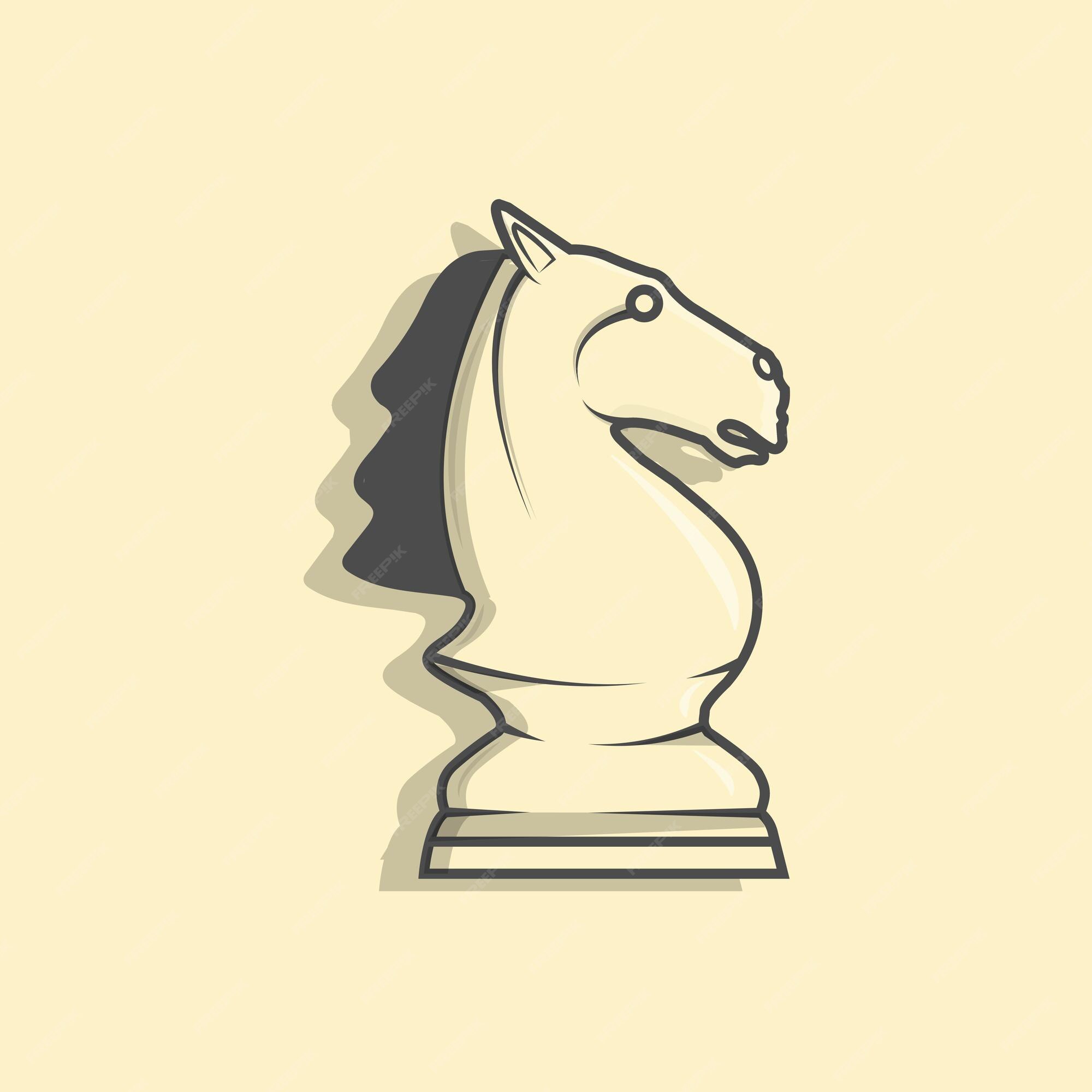 Cavalo Xadrez Cavaleiro Desenho Animado Contorno Isolado Fundo Branco  Mascote imagem vetorial de veleri© 409782034