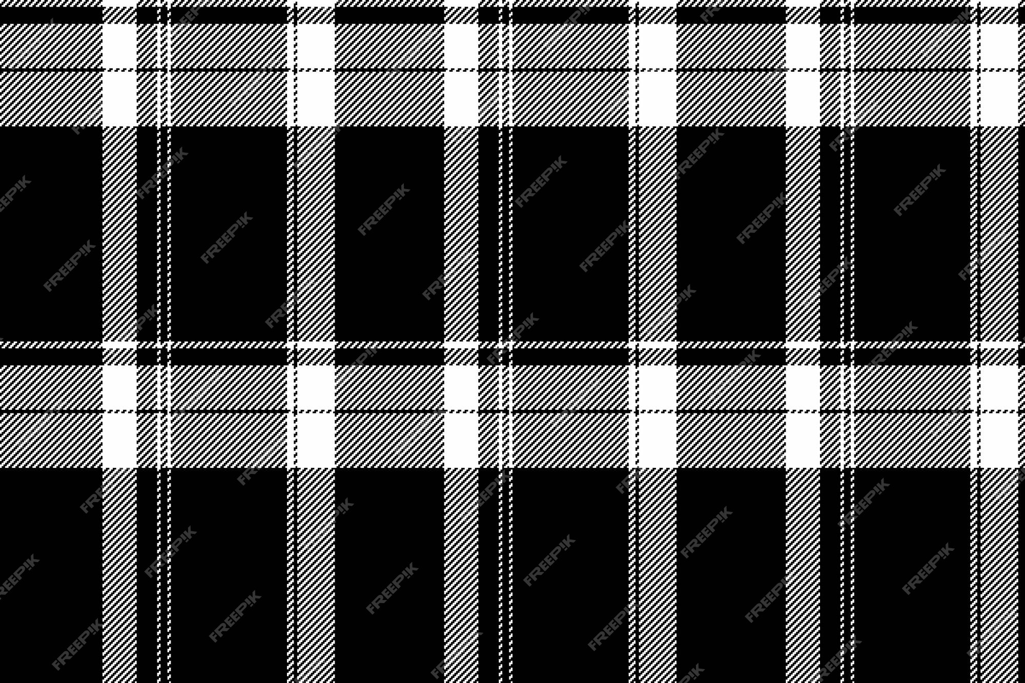 Tartan xadrez preto branco tecido textura sem costura padrão