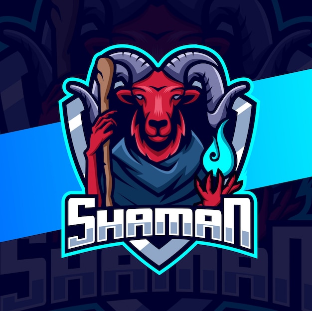 Xamã ram cabra mascote esport design de logotipo