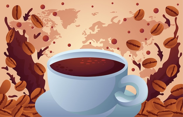 Xícara de café americano expresso café quente misturado com gelo