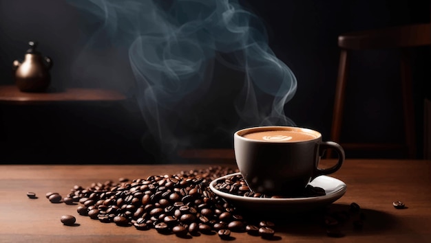 xícara de café com fundo esfumaçado vetor