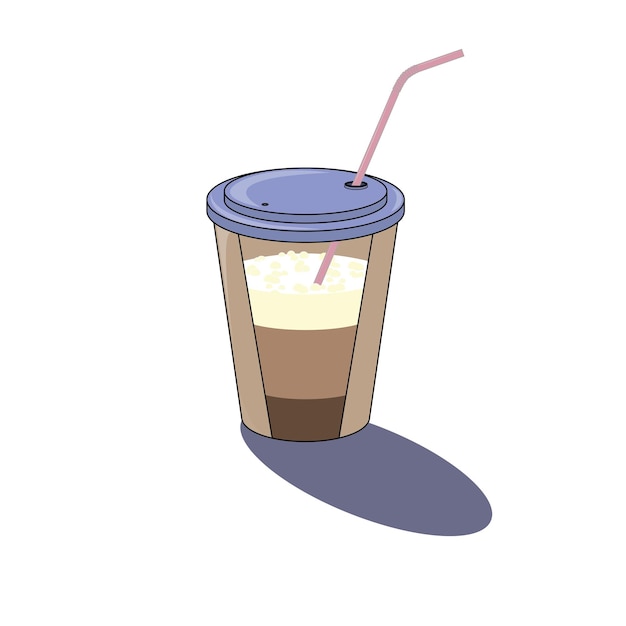 Xícara de café com ilustração de xícaras de artesanato de vista seccional com leite