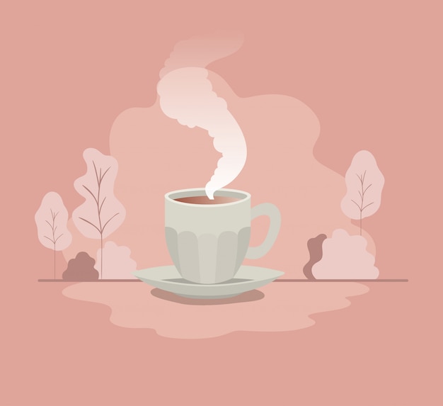 xícara de café com placa isolada ícone