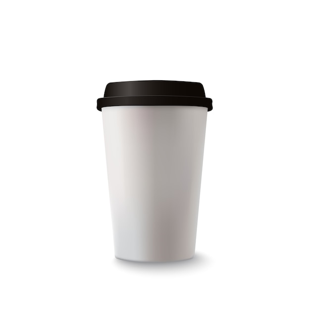 Vetor xícara de café de papel realista no fundo branco