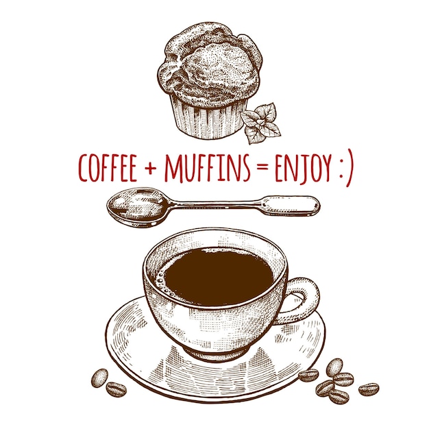 Xícara de café e muffin