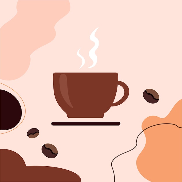 Xícara de café fresco em fundo pastel ilustração vetorial design decorativo de estilo simples para cartões de banners de cartazes de cafeteria