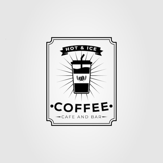 Xícara de café hipster ou design de ilustração vetorial de logotipo de cafeteria