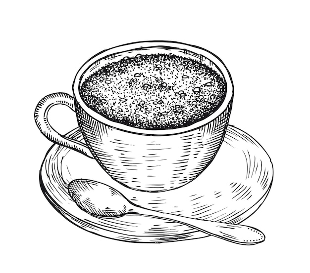 Xícara de café ilustrações desenhadas à mão