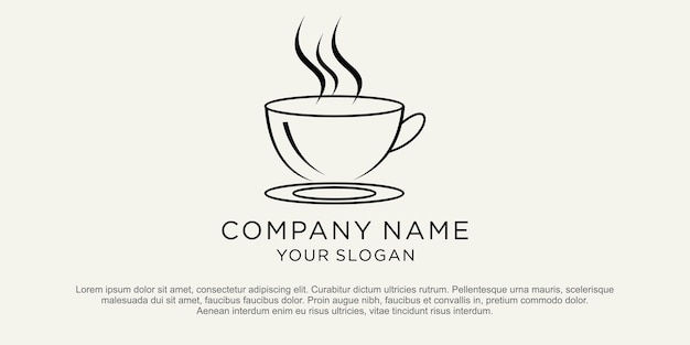 Xícara de café quente com aroma preto isolado no fundo branco logotipo gráfico vetorial estilizado