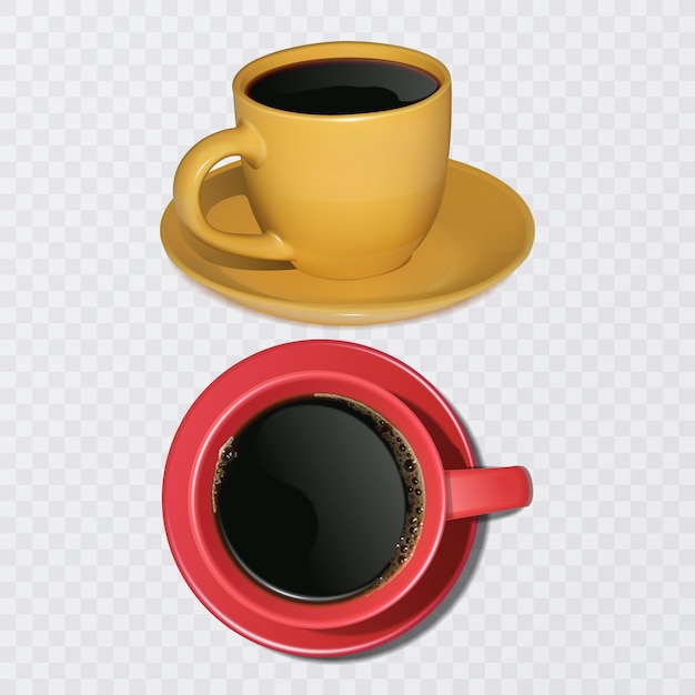 Xícara de café realista isolada em fundo transparente, ilustração vetorial