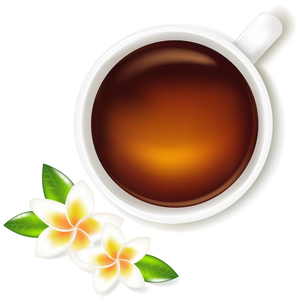 Xícara De Chá Com Frangipani, Isolado No Fundo Branco,