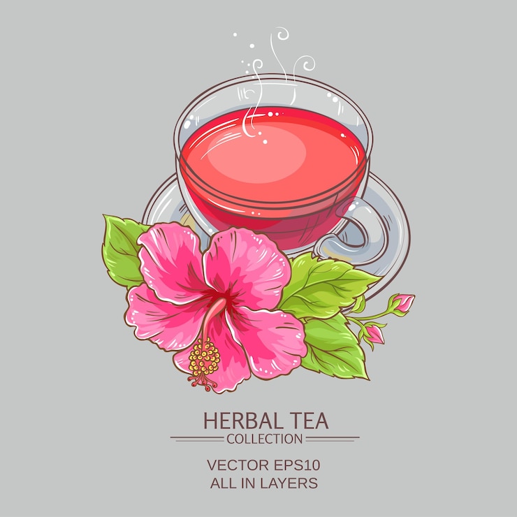 Vetor xícara de chá de hibisco