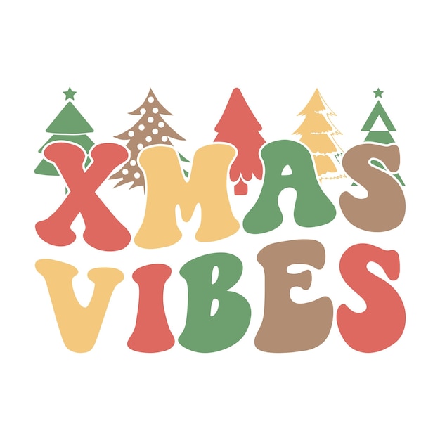 Xmas vibes retro svg design de camiseta