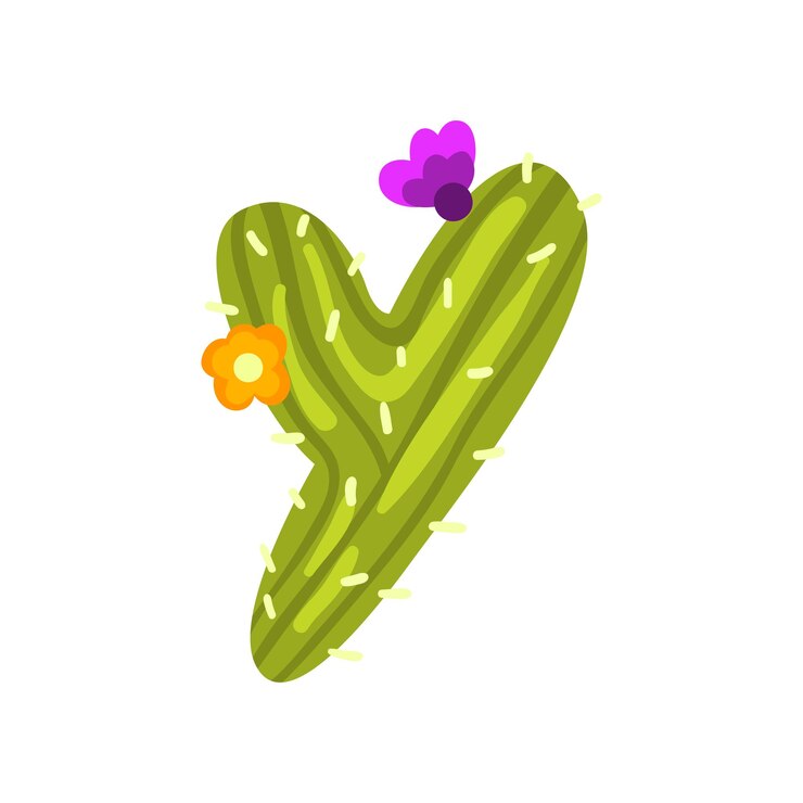 Vetor y letra em forma de cacto com flores florescendo verde eco carta inglesa vetor ilustração isolada em um fundo branco