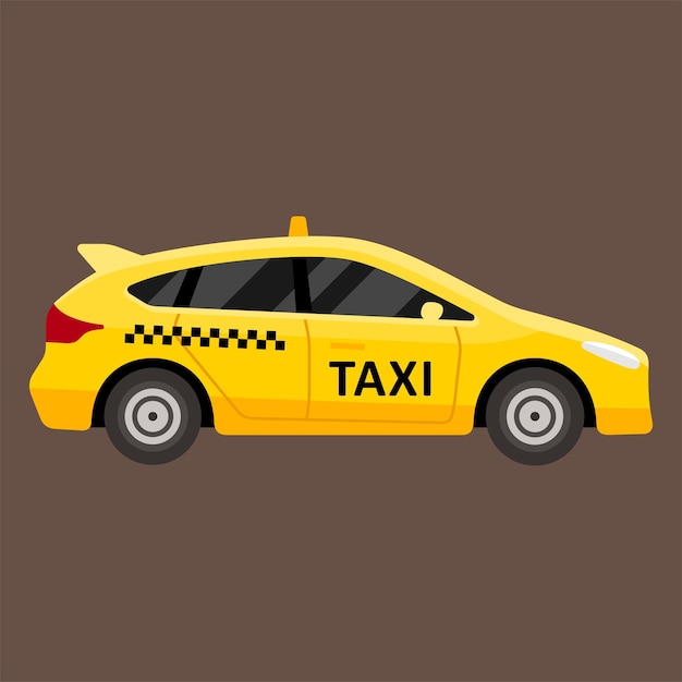 Vetor yellow taxi car flat style vector illustration