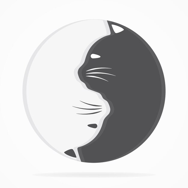 Vetor yin yang gatos logotipo de harmonia e equilíbrio