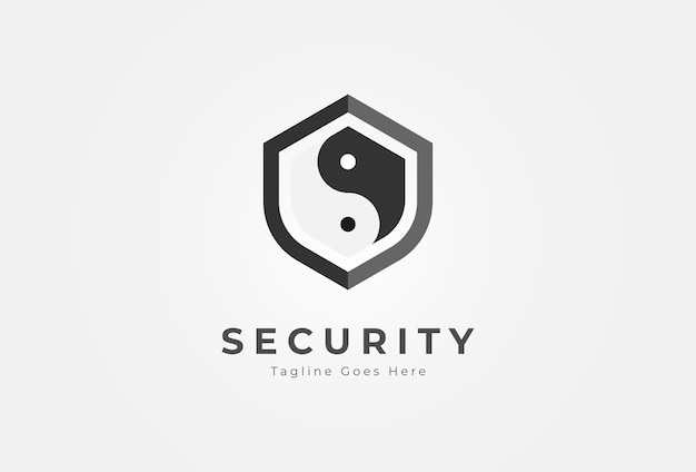 Yin yang shield security logo, escudo com combinação de ícones yin yang, ilustração vetorial