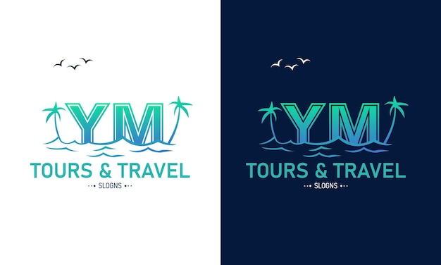 YM ou MY Creative Travel Logo Design Inicial Summer Travel Logo Icon Vector