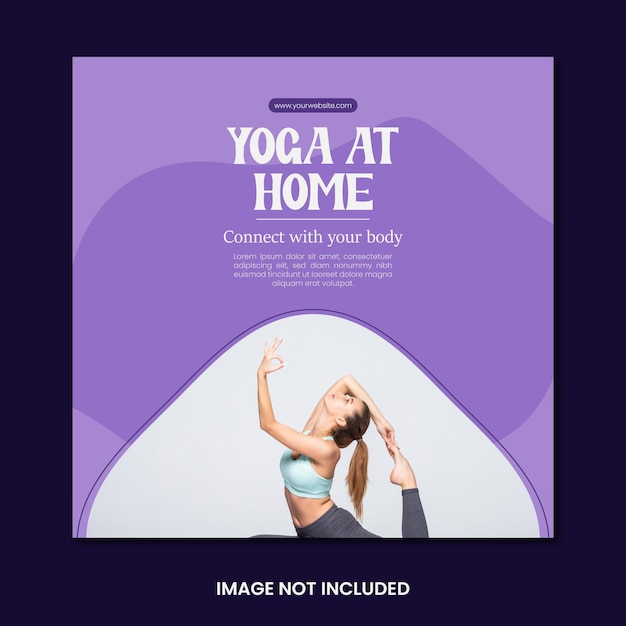 Vetor yoga em casa modelo de postagem de mídia social