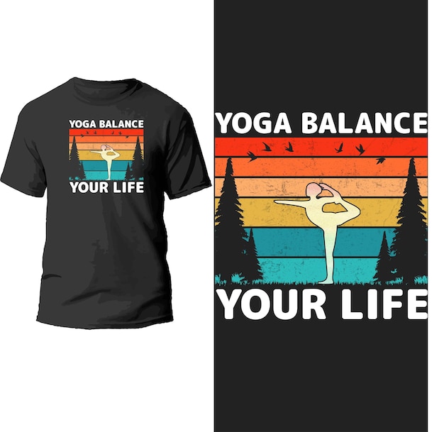 Vetor yoga equilibre seu design de camiseta de vida