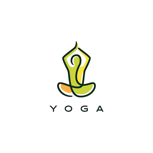 Yoga logotipo ícone linha contorno estilo monoline