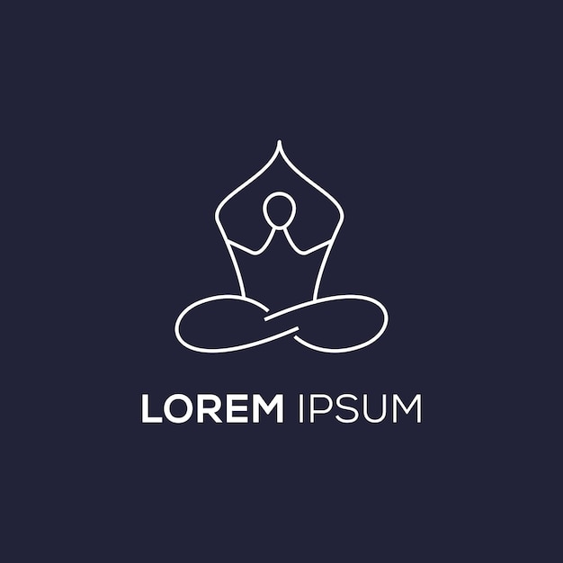 Yoga minimalista apresenta conceito de design de logotipo de arte de linha humana